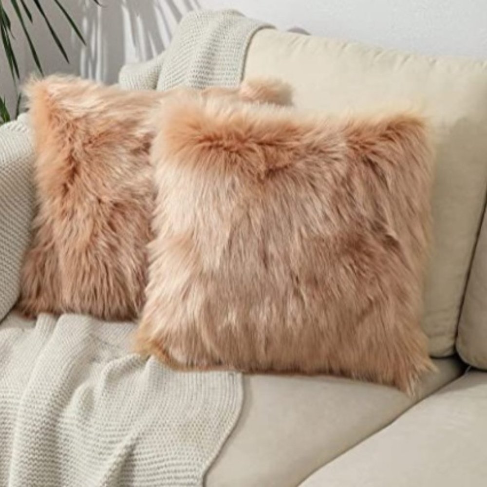 Faux Fur Throw Pillow Cover Set